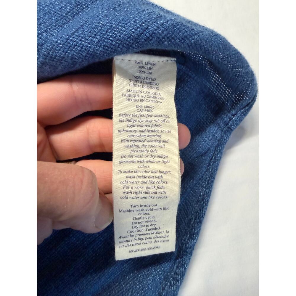 Faherty Mens Palma Linen Short Sleeve Shirt Indigo Blue Button Up Size Large - Picture 8 of 10